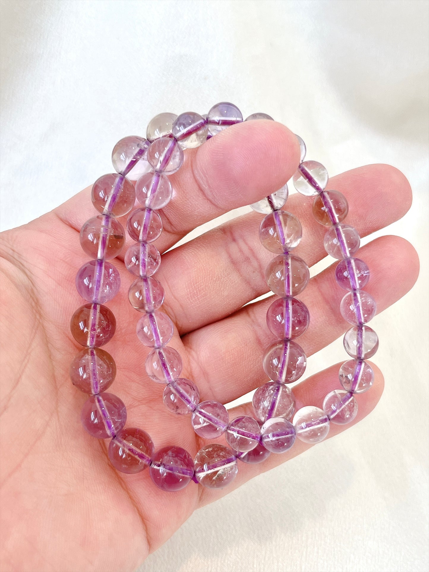 High Quality Amethyst & Smoky Quartz Bead Bracelet