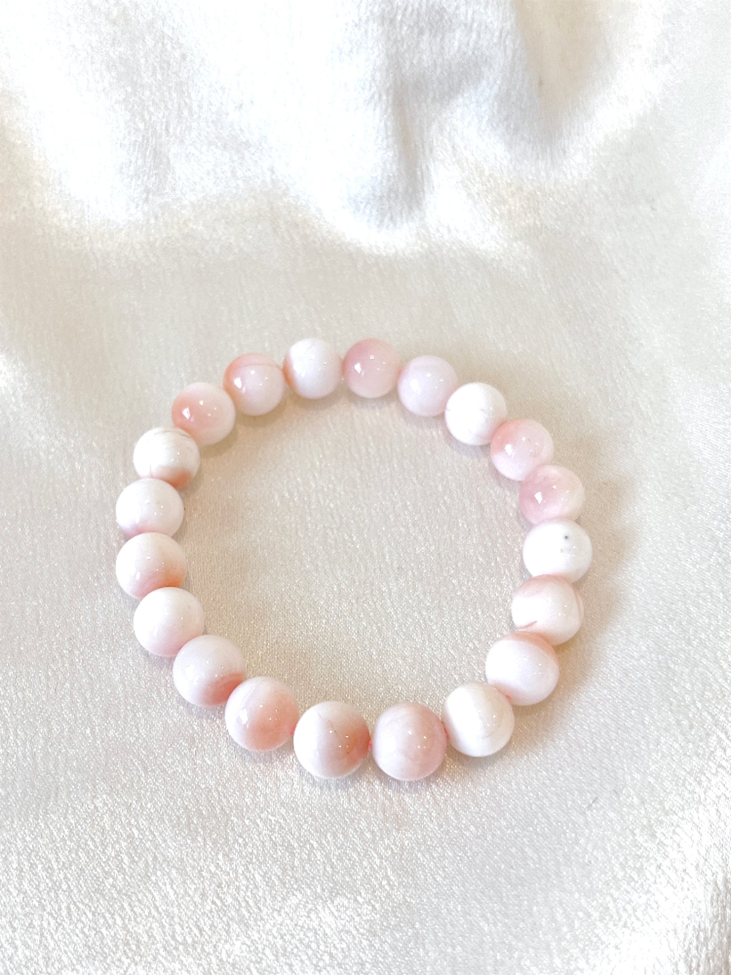 Peach/Apricot Agate Bead Bracelet 02