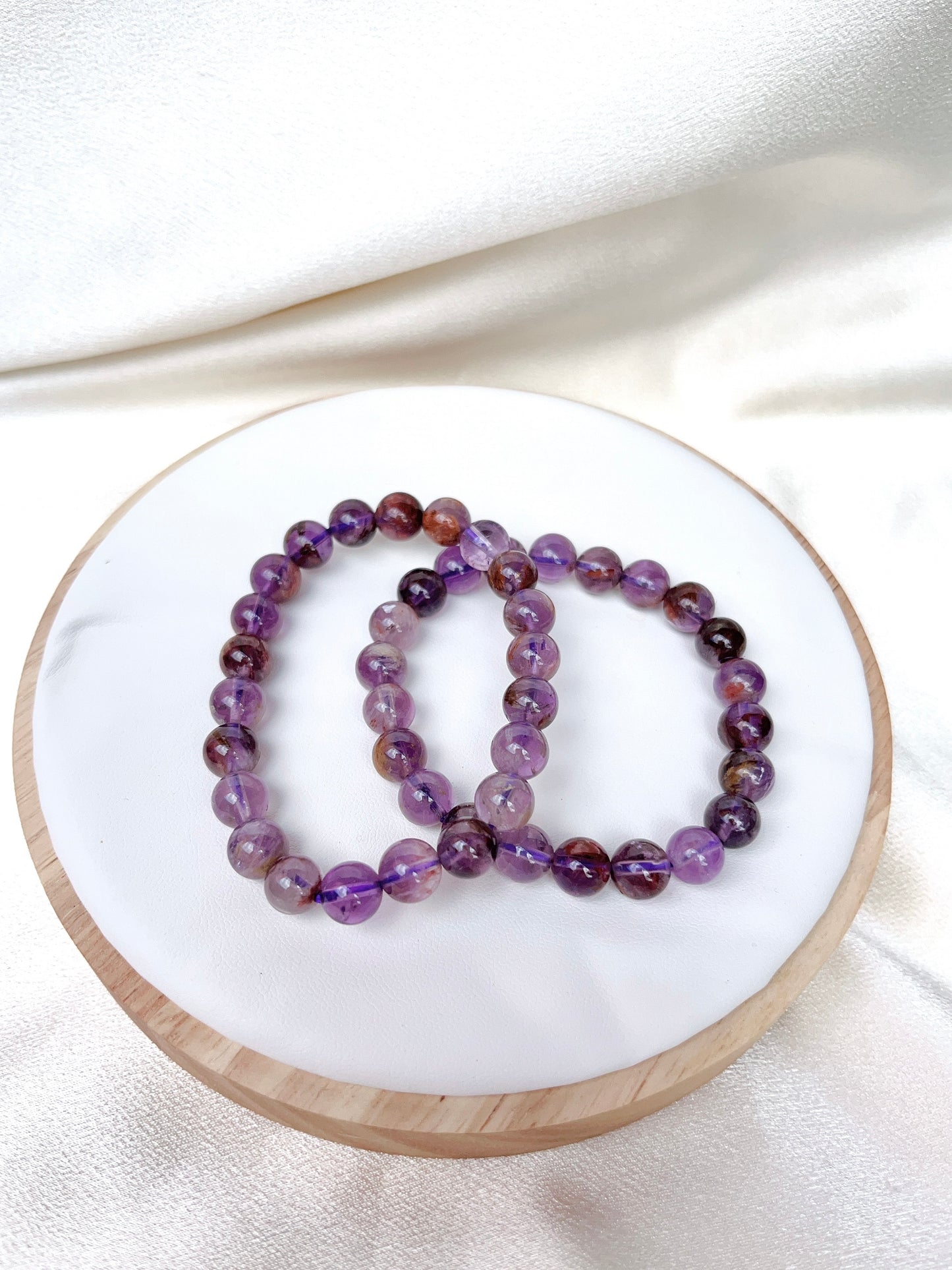 Purple Phantom Quartz Bead Bracelet