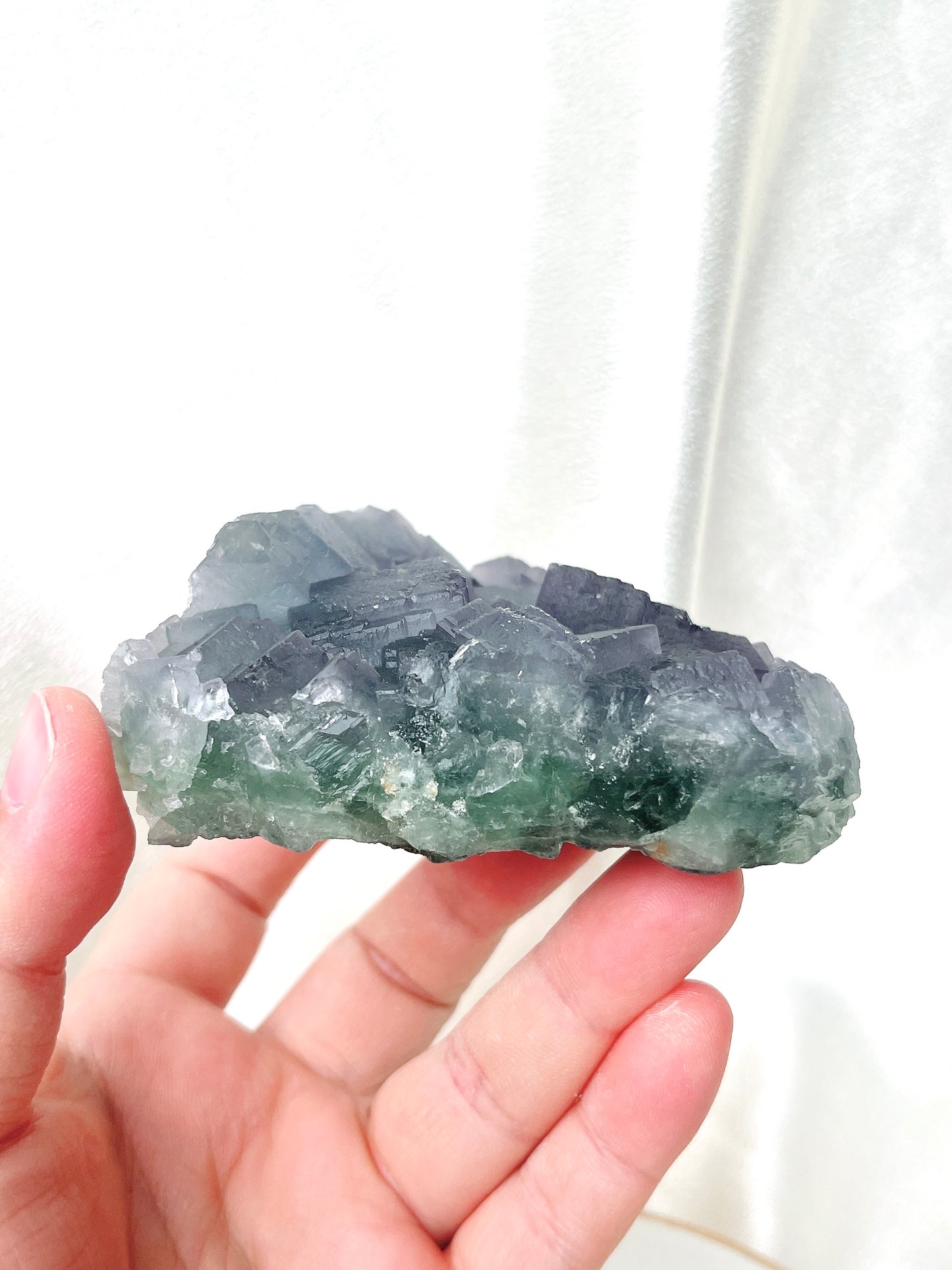 Blue/Green Cubic Fluorite Cluster 02