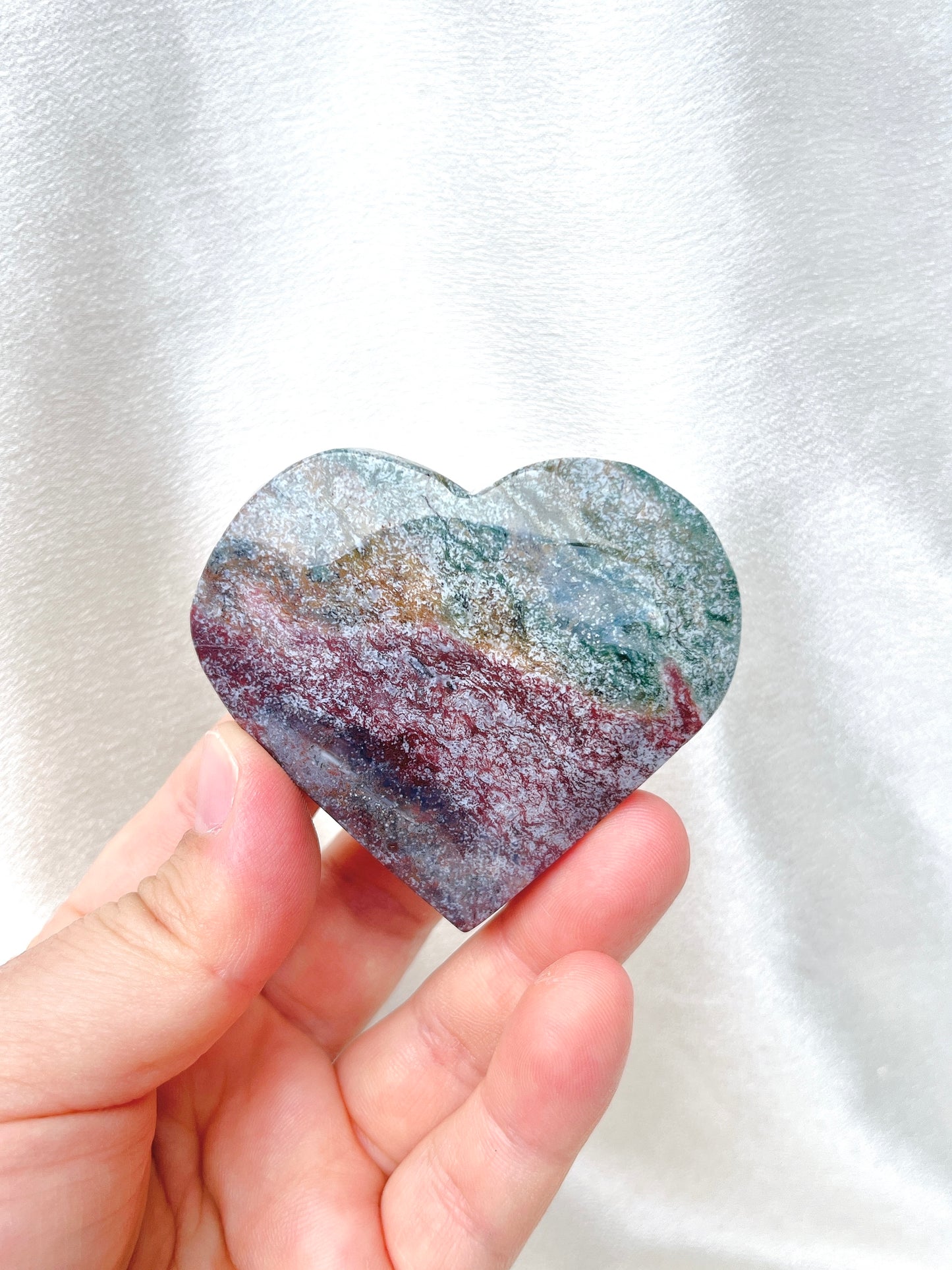 Moss Agate Heart- Red/Green