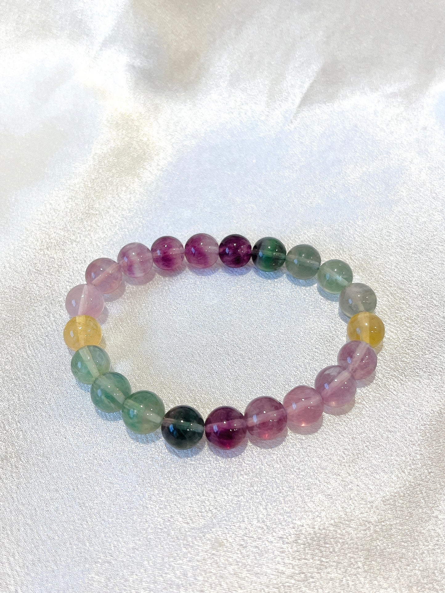 Rainbow Fluorite Bead Bracelet