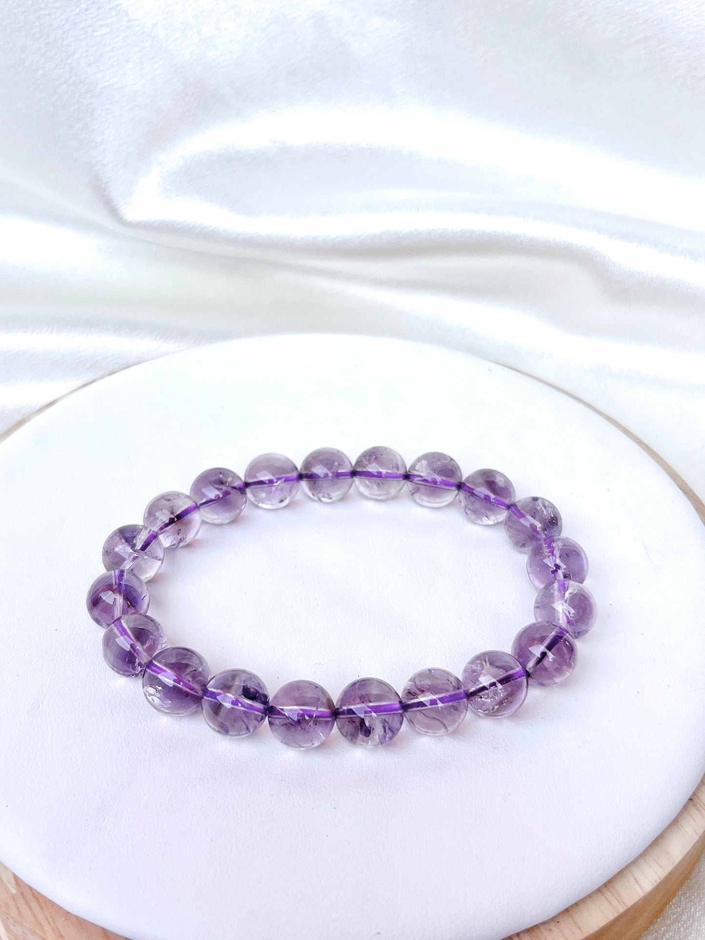 RARE Amethyst Azeztulite Bead Bracelet