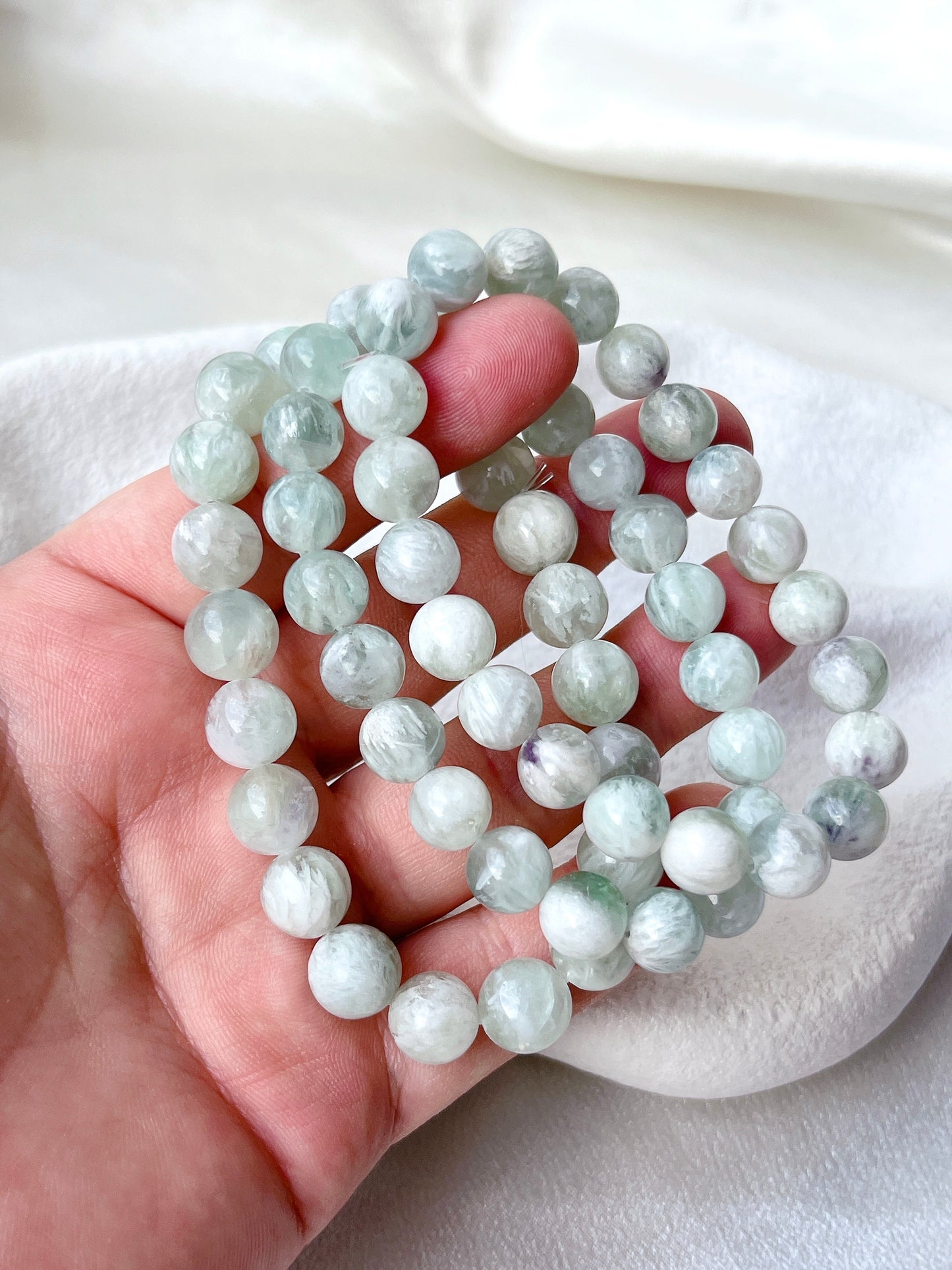 Rare Green Feather Fluorite Bracelet