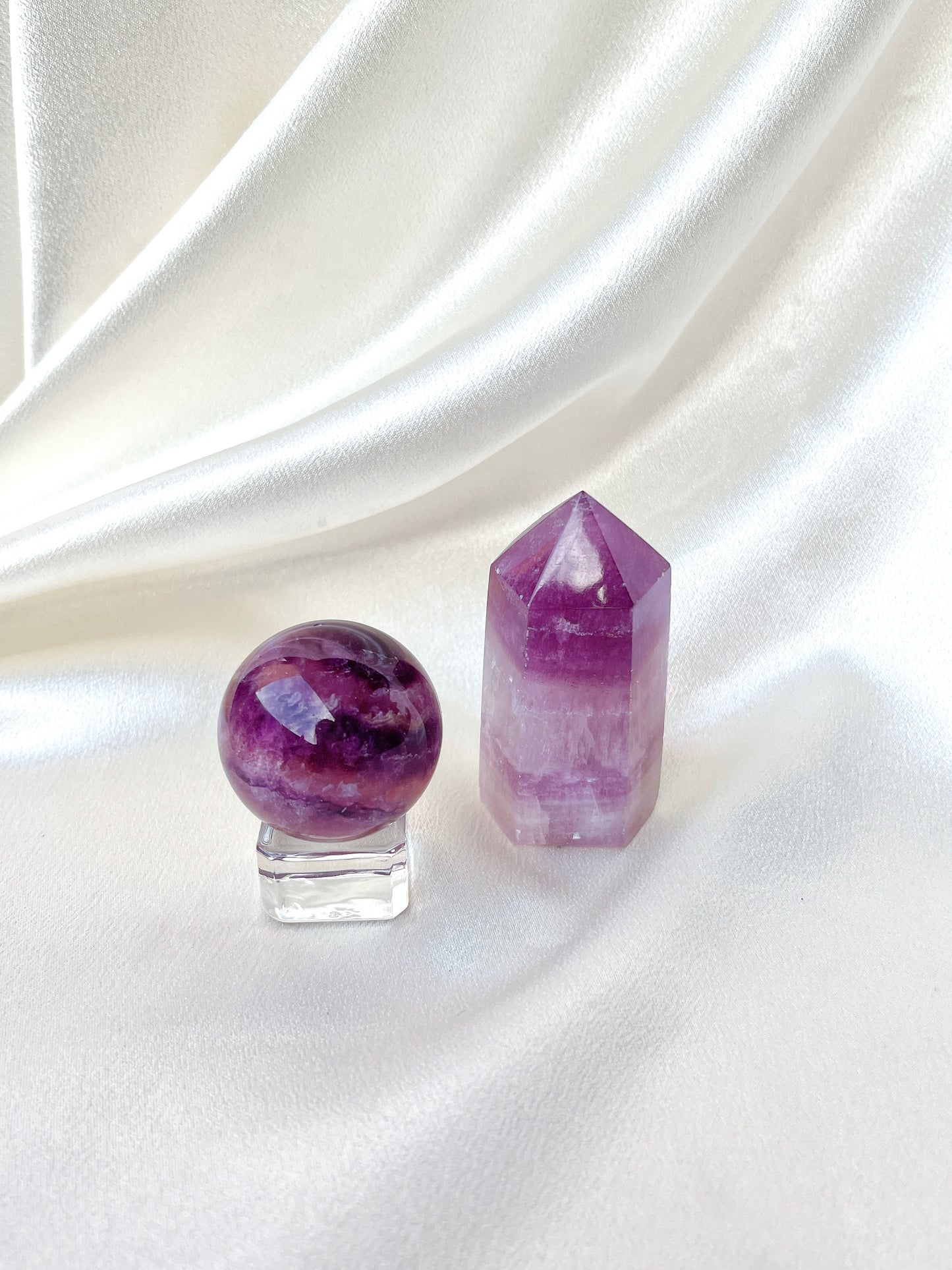 Fluorite Point & Sphere Set