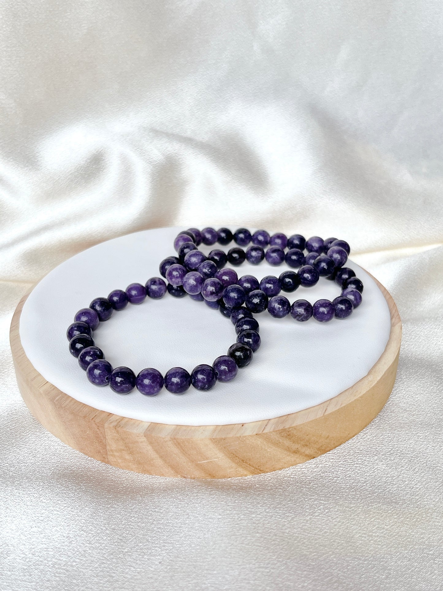 Lepidolite Bead Bracelet- Dark Purple