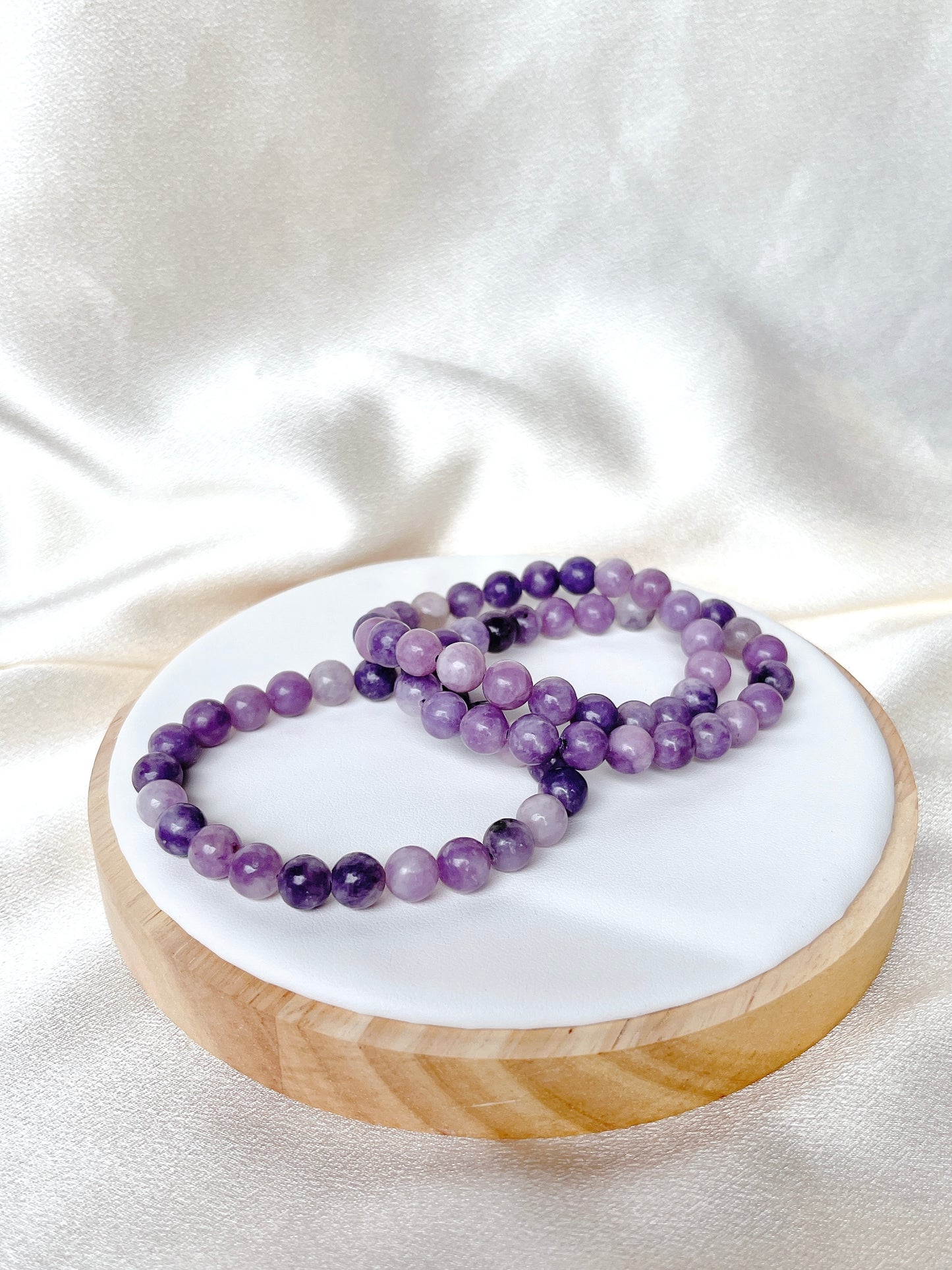 Lepidolite Bead Bracelet- Light Purple