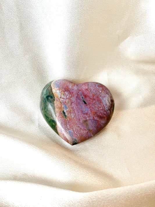 Ocean Jasper Heart Carving- L