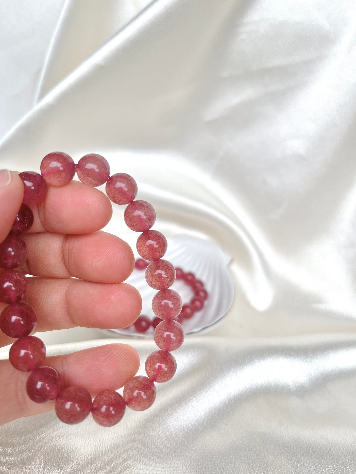 Strawberry Quartz Bead Bracelet