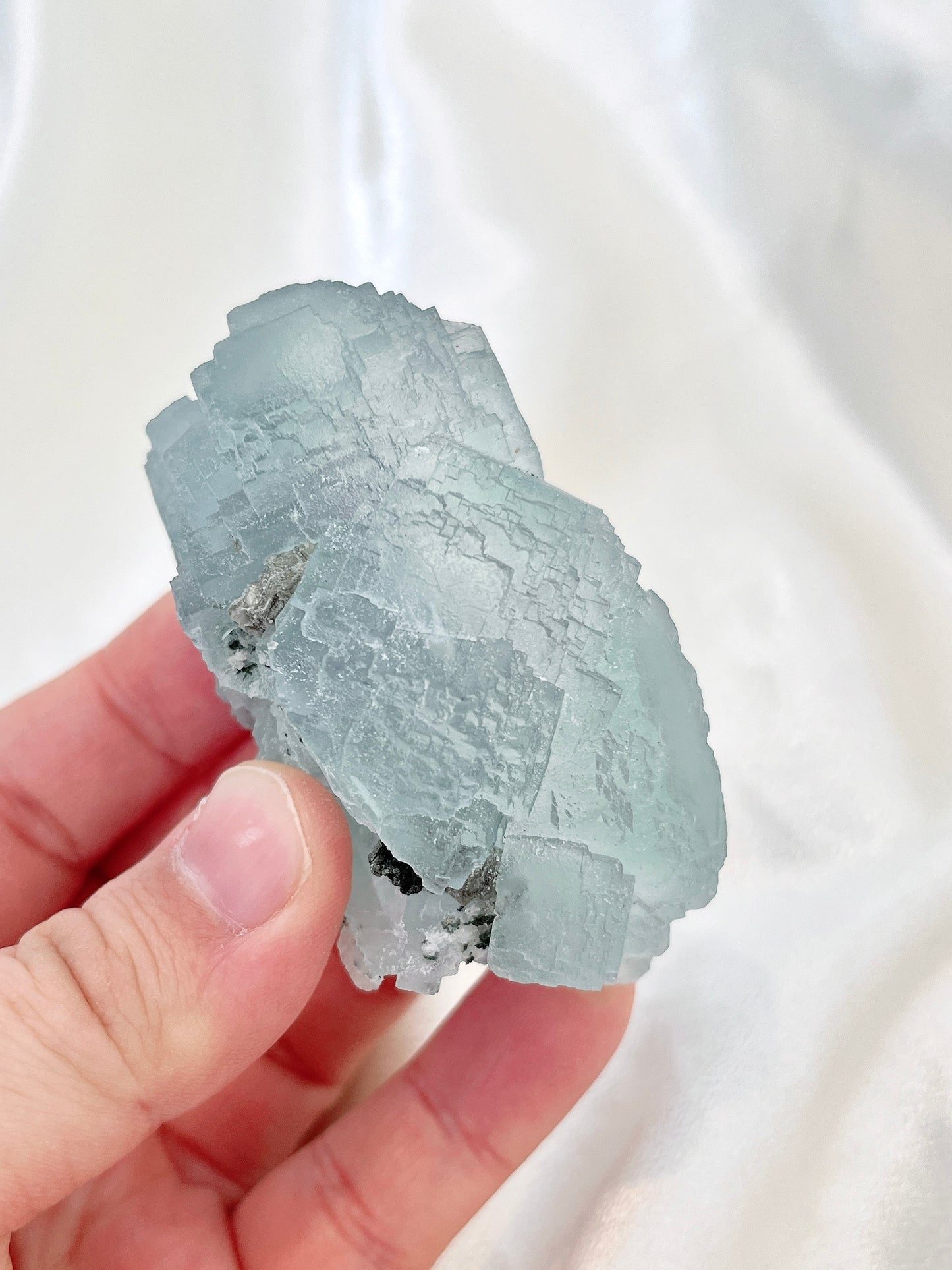 High Quality Aqua Phantom Cubic Fluorite Specimen 01