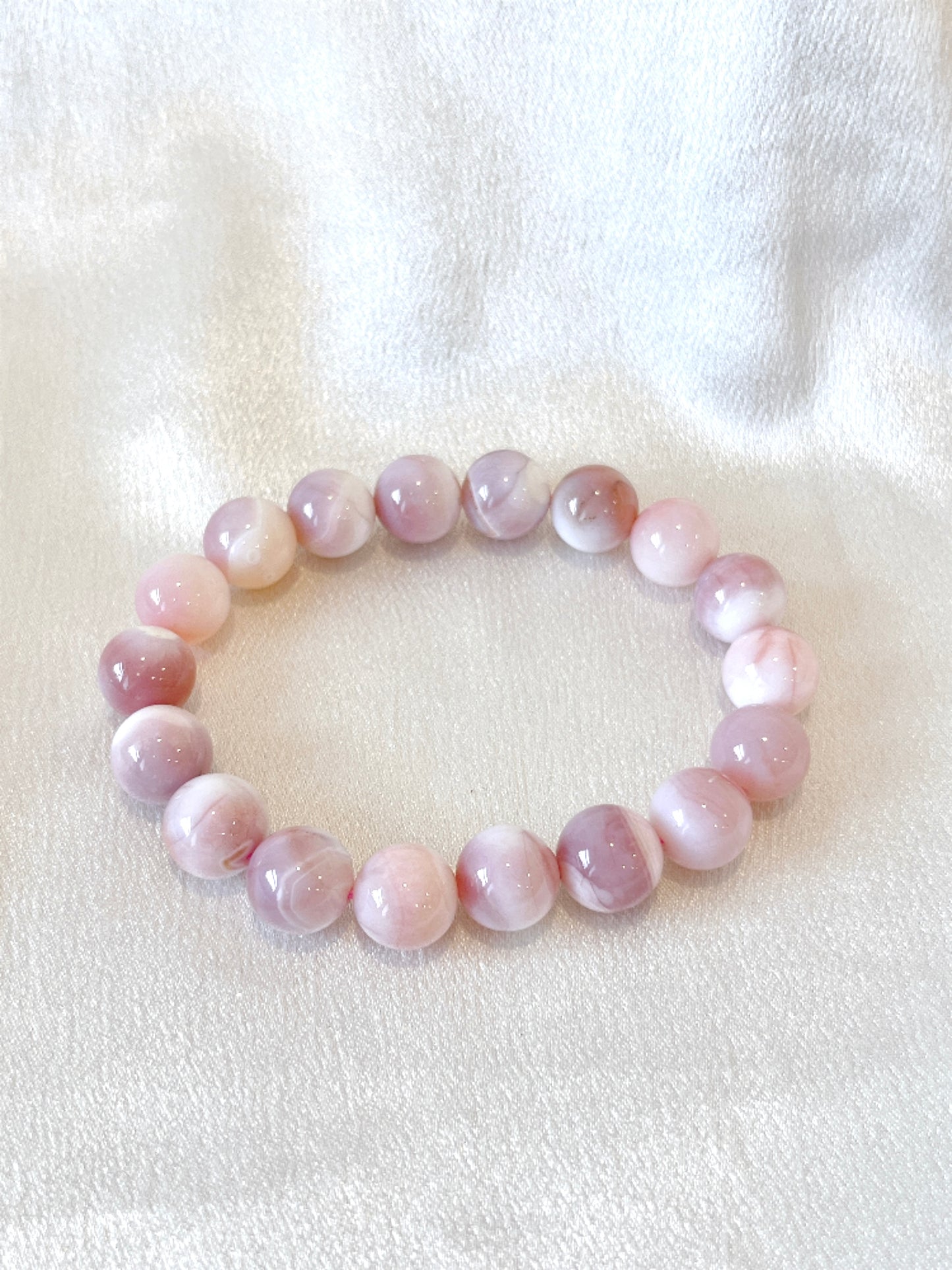 Peach/Apricot Agate Bead Bracelet 04