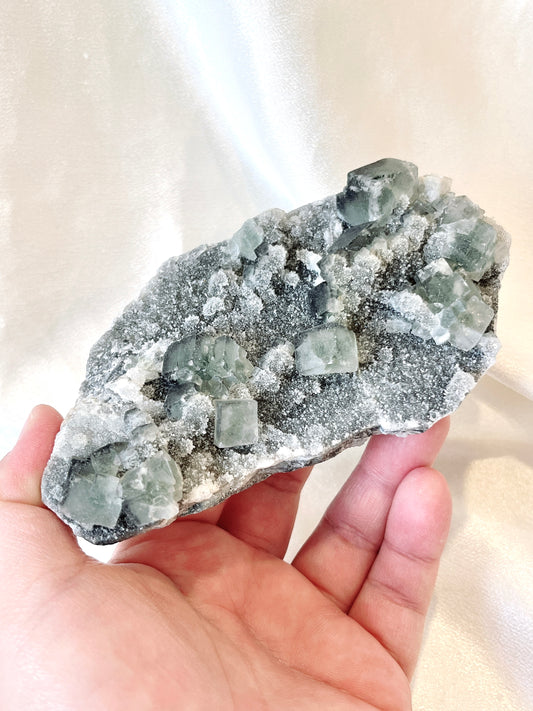 Flashy Green Fluorite Cubic Cluster 04