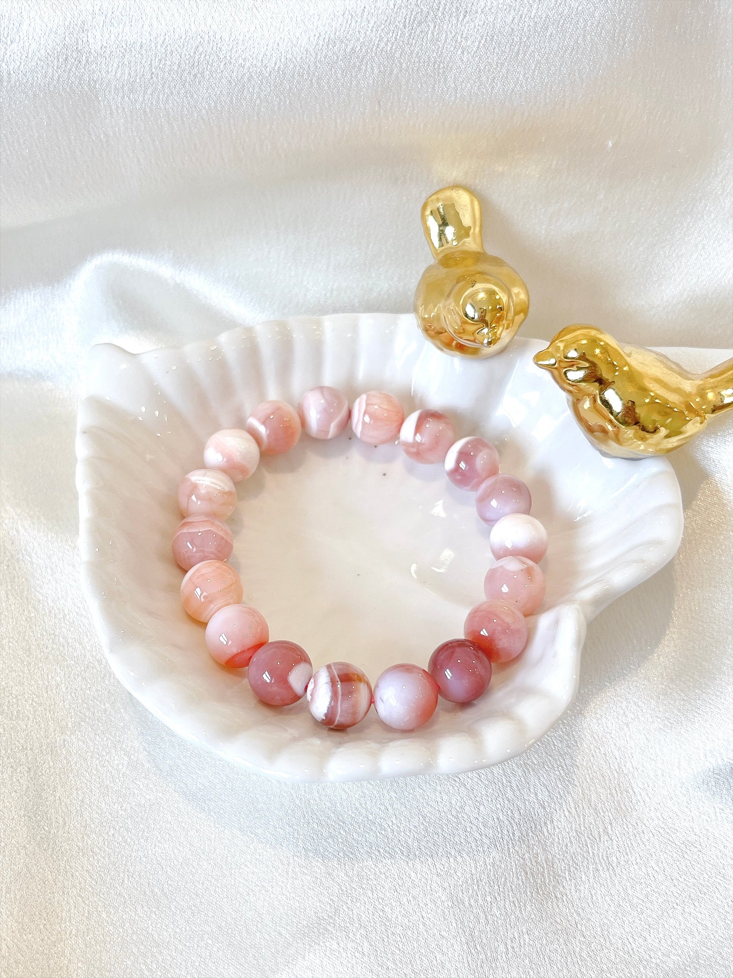 Peach/Apricot Agate Bead Bracelet 03
