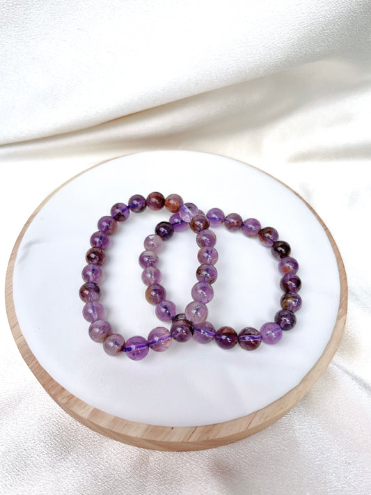 Purple Phantom Quartz Bead Bracelet