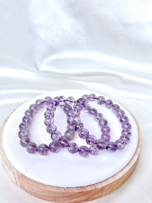 RARE Amethyst Azeztulite Bead Bracelet