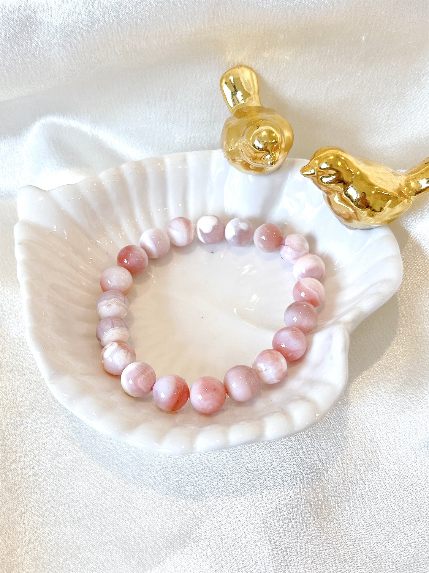 Peach/Apricot Agate Bead Bracelet 01