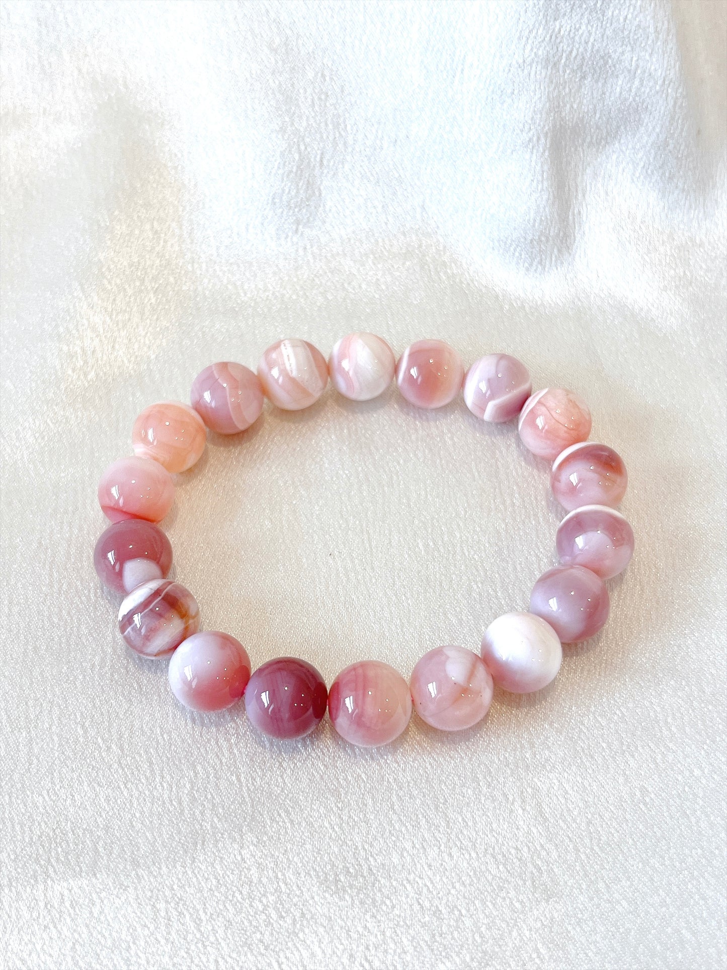 Peach/Apricot Agate Bead Bracelet 03