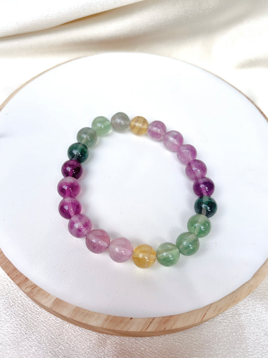 Rainbow Fluorite Bead Bracelet