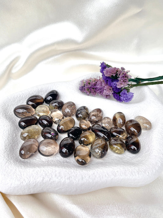 High Grade Citrine & Smoky Citrine Mixed Tumble Stone- Mini