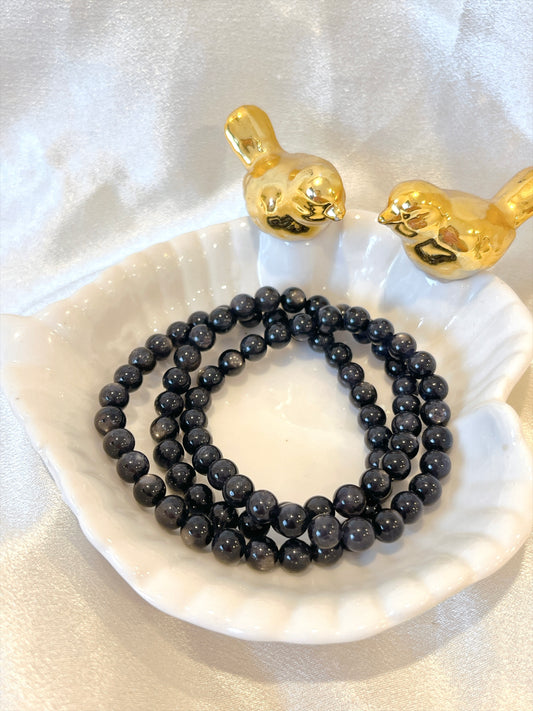 Golden Sheen Obsidian Bead Bracelet