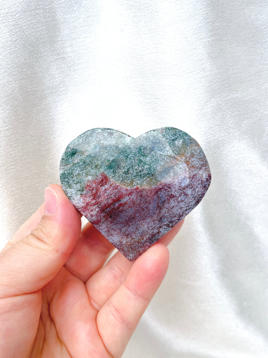 Moss Agate Heart- Red/Green