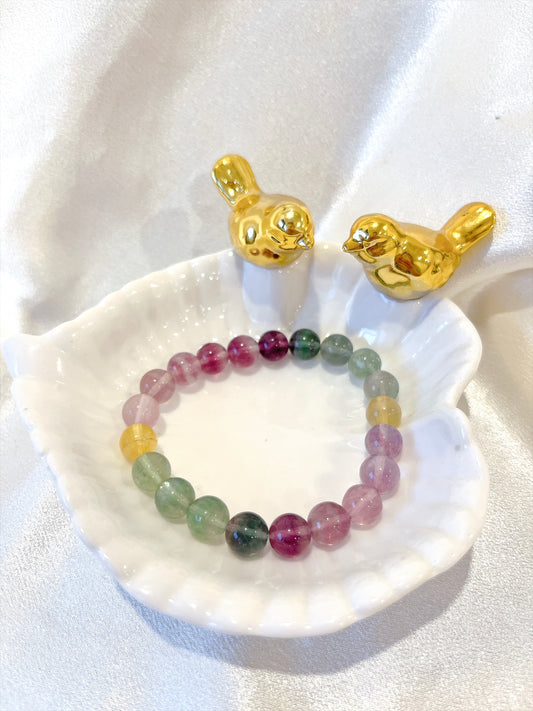 Rainbow Fluorite Bead Bracelet