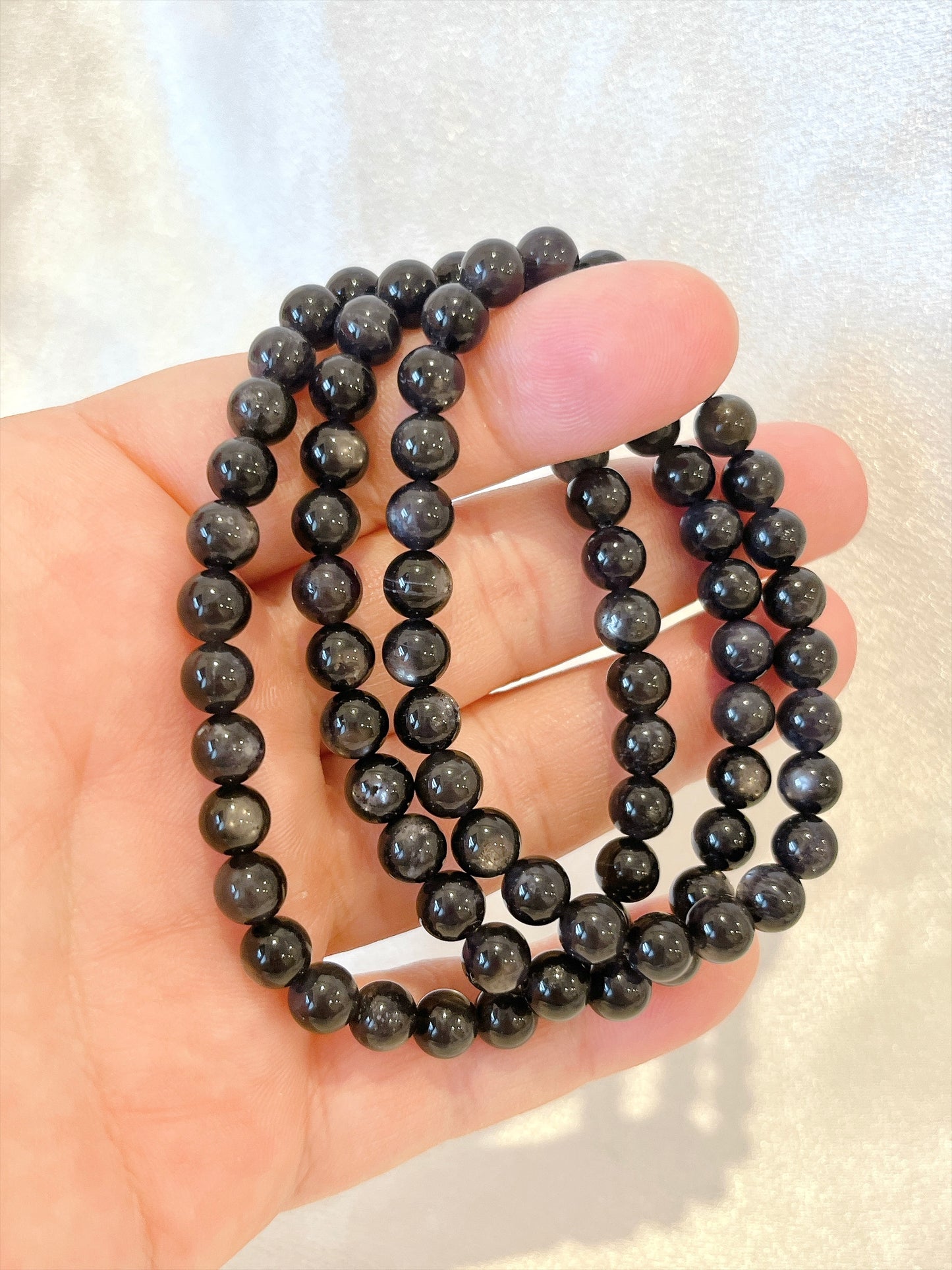 Golden Sheen Obsidian Bead Bracelet