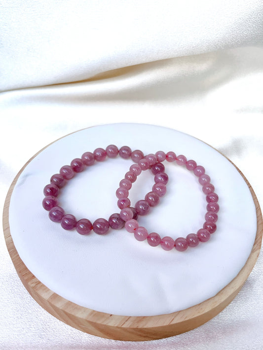 Purple Rose Quartz Bead Bracelet- Light Purple