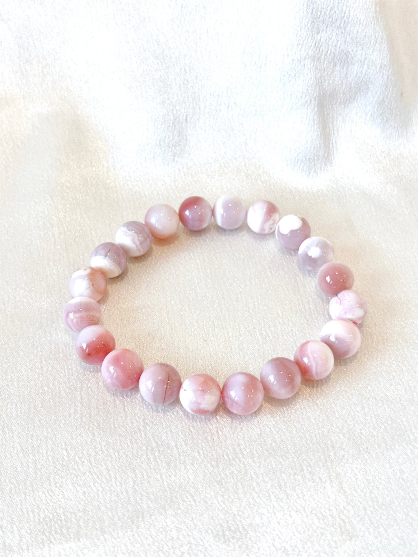 Peach/Apricot Agate Bead Bracelet 01
