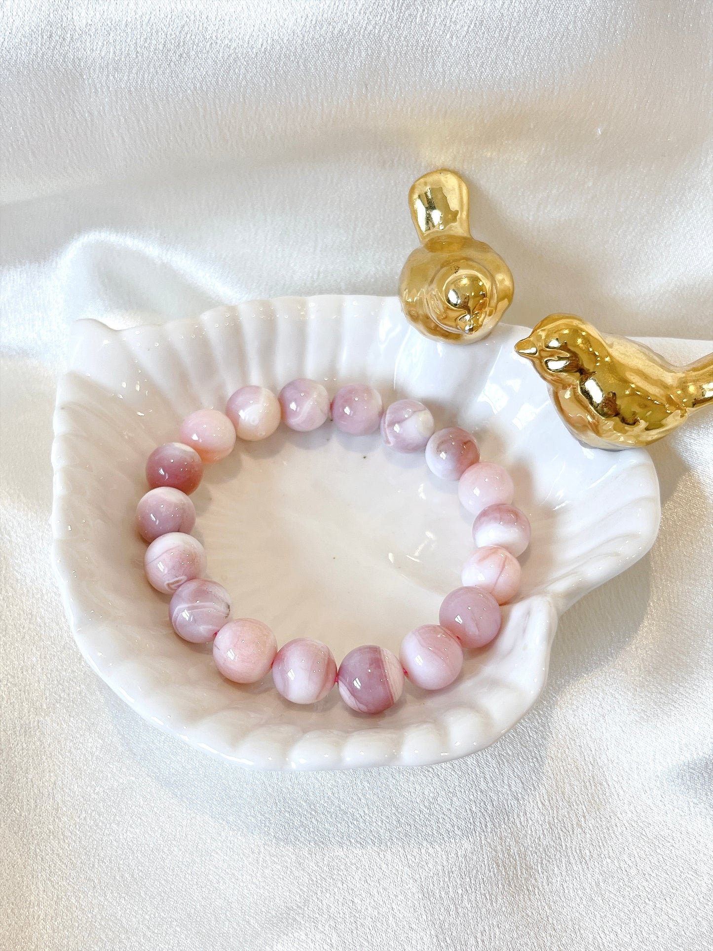 Peach/Apricot Agate Bead Bracelet 04