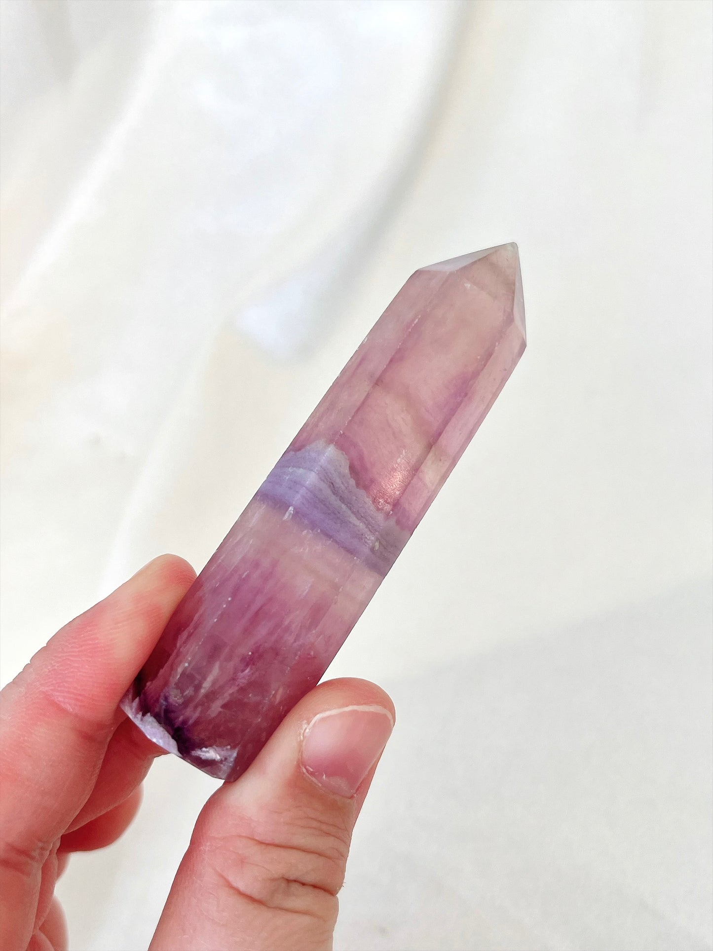 Unique Silky Fluorite Point 01