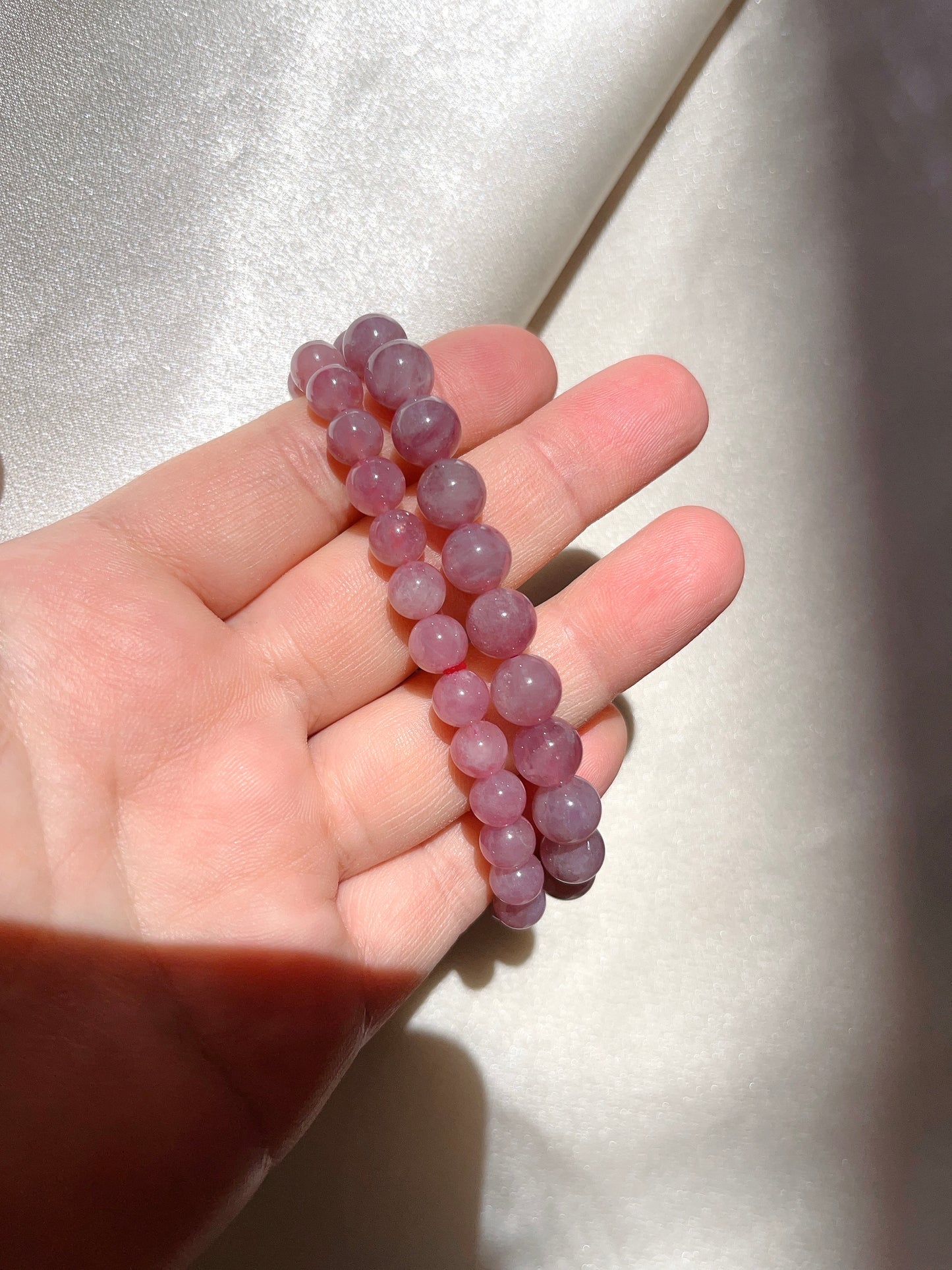 Purple Rose Quartz Bead Bracelet- Light Purple
