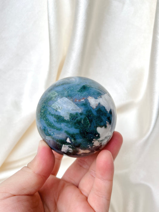 RARE Blue Moss Agate Sphere- M