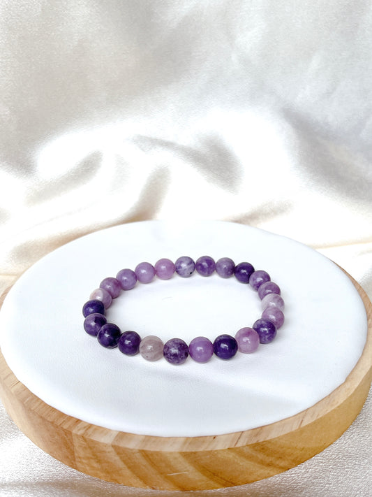 Lepidolite Bead Bracelet- Light Purple