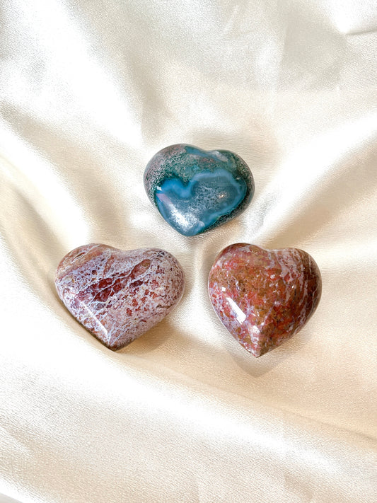 Ocean Jasper Heart Carvings- S