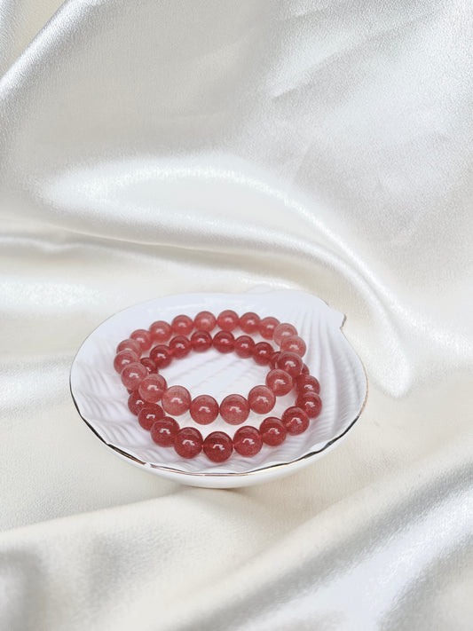 Strawberry Quartz Bead Bracelet
