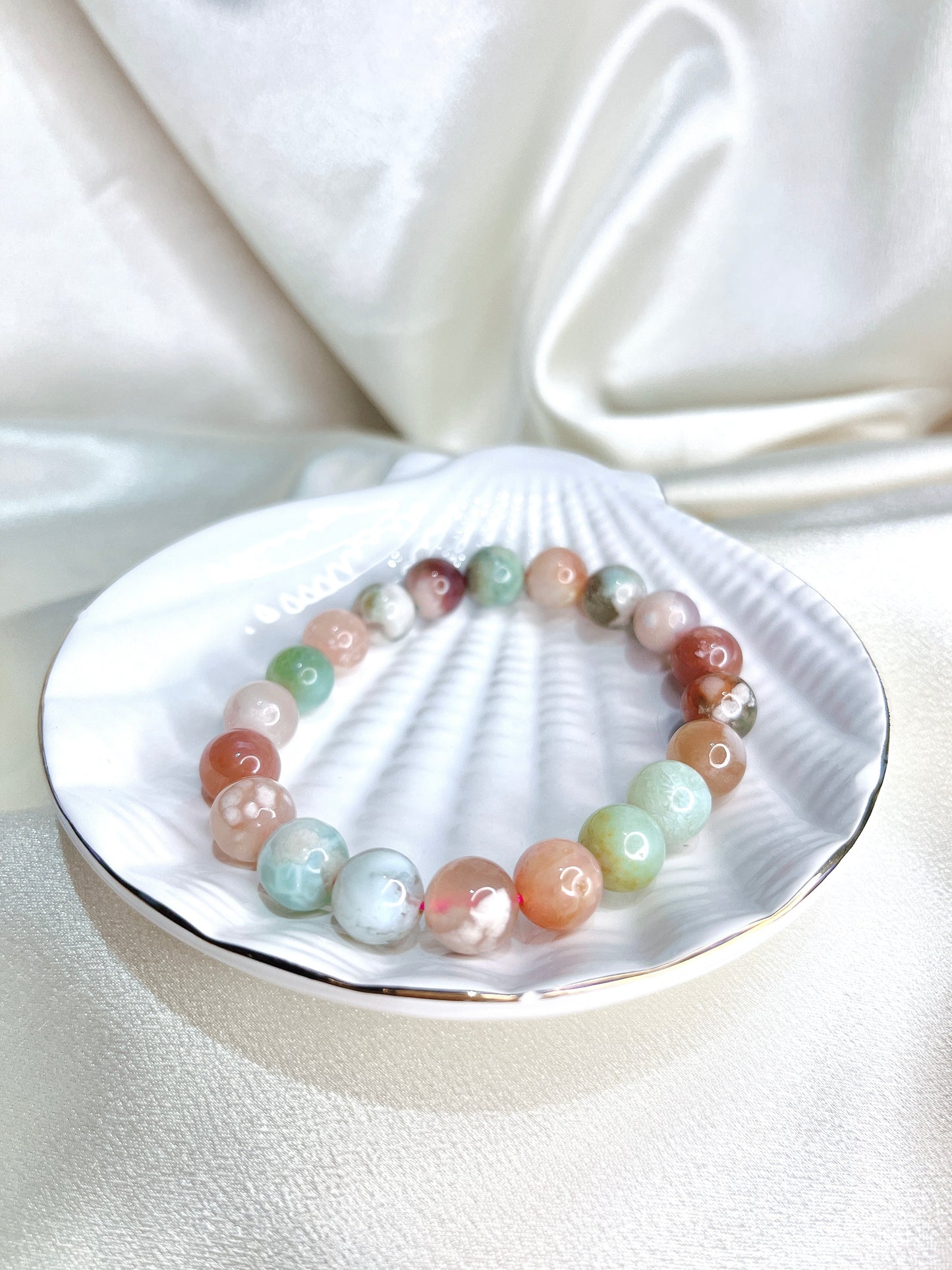 Colorful Flower Agate Bead Bracelet